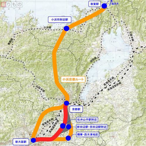 北陸新幹線の京都～新大阪間、北回りと南回りどっちがいい？　4案比較