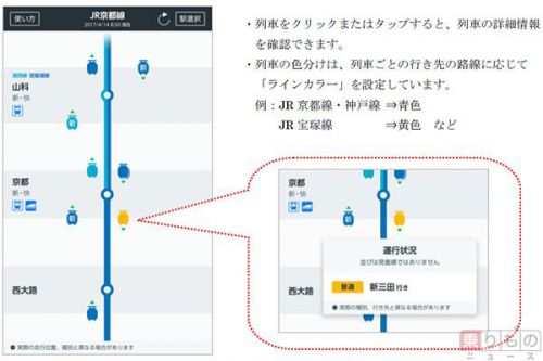 列車の走行位置をスマホやPCで　京阪神17線区でサービス開始　JR西日本