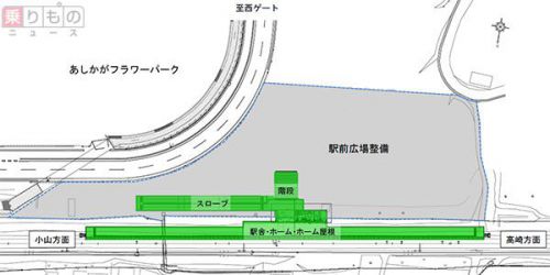 JR両毛線の足利～富田間で新駅着工へ　「あしかがフラワーパーク」近く