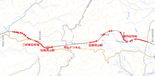 近畿日本鉄道大阪線旧線（三軒家信号場～谷奥トンネル西口）
