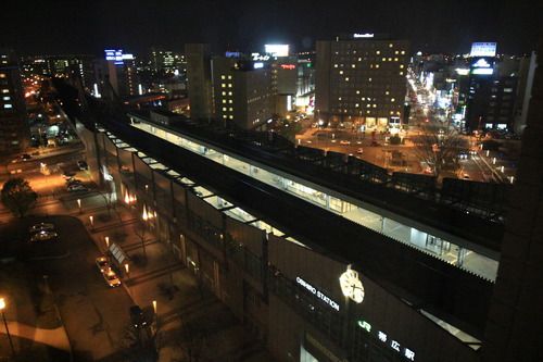 夜の帯広駅。