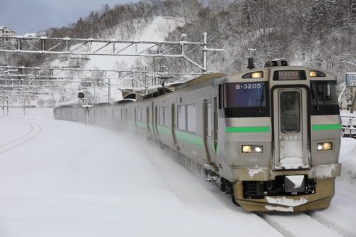 小樽築港駅にて、733系電車エアポート編成