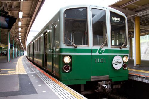 谷上駅で神戸市営地下鉄オリックスヘッドマーク撮影