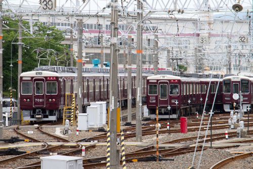 阪急電車 5001F6連化返却回送、7021F出場試運転