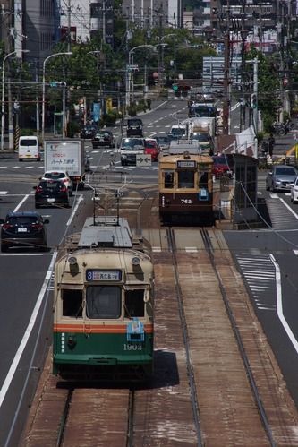 【撮影地記録】広島電鉄本線 本川町停留所(歩道橋から)