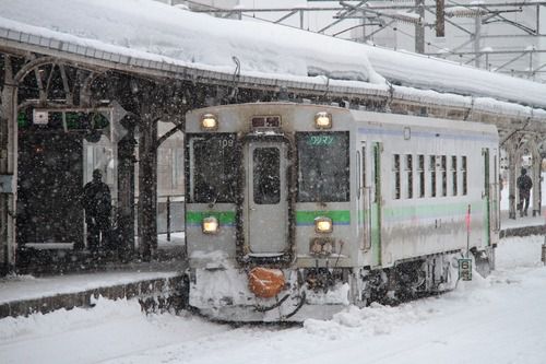 雪の〜小樽駅にて。