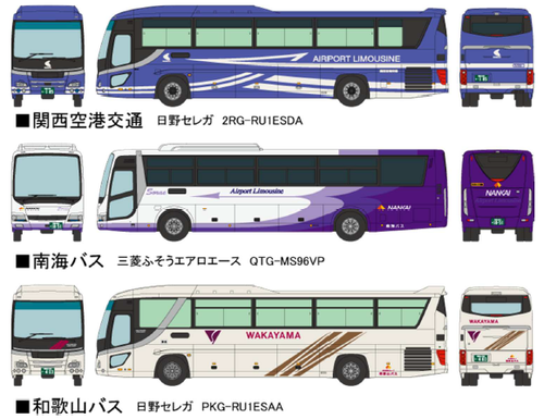 【トミーテック】「ザ・バスコレクション」で関西国際空港バスセット発売を発表。関西空港交通・南海バス・和歌山バスの3両がセット（2019年8月発売予定）