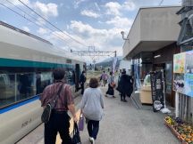 特急リバティ会津101号は終点会津田島駅に到着、宝くじ号の会津鉄道始発リレー101号会津若松行きにお乗り換え