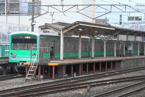 大雄山線の緑の電車