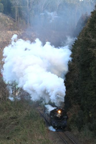 煙高らかに分水嶺を登る汽車　- 2020年・真岡鉄道 -