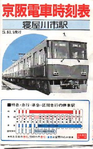 昭和63年の京阪電車時刻表