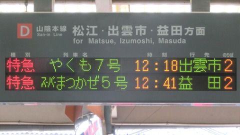 米子駅 旧駅舎 改札口の電光掲示板（発車標） 【2019年4月】