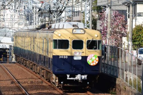 阪神 西灘(2021.3.13) 山陽電鉄 復刻塗装 ３０３０Ｆ回送 観梅ＨＭ